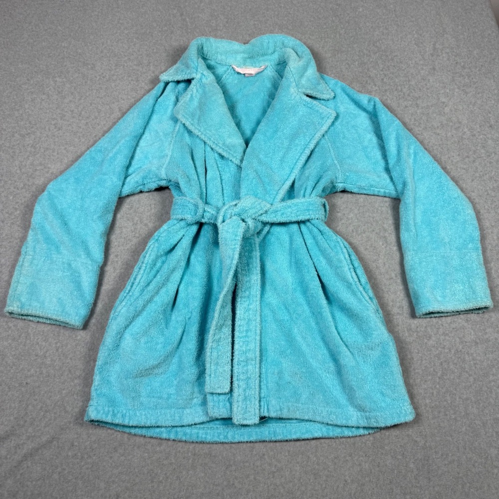 Victoria's Secret Blue Terry Cloth Cotton Short Robe XS/S Turquoise Bathrobe